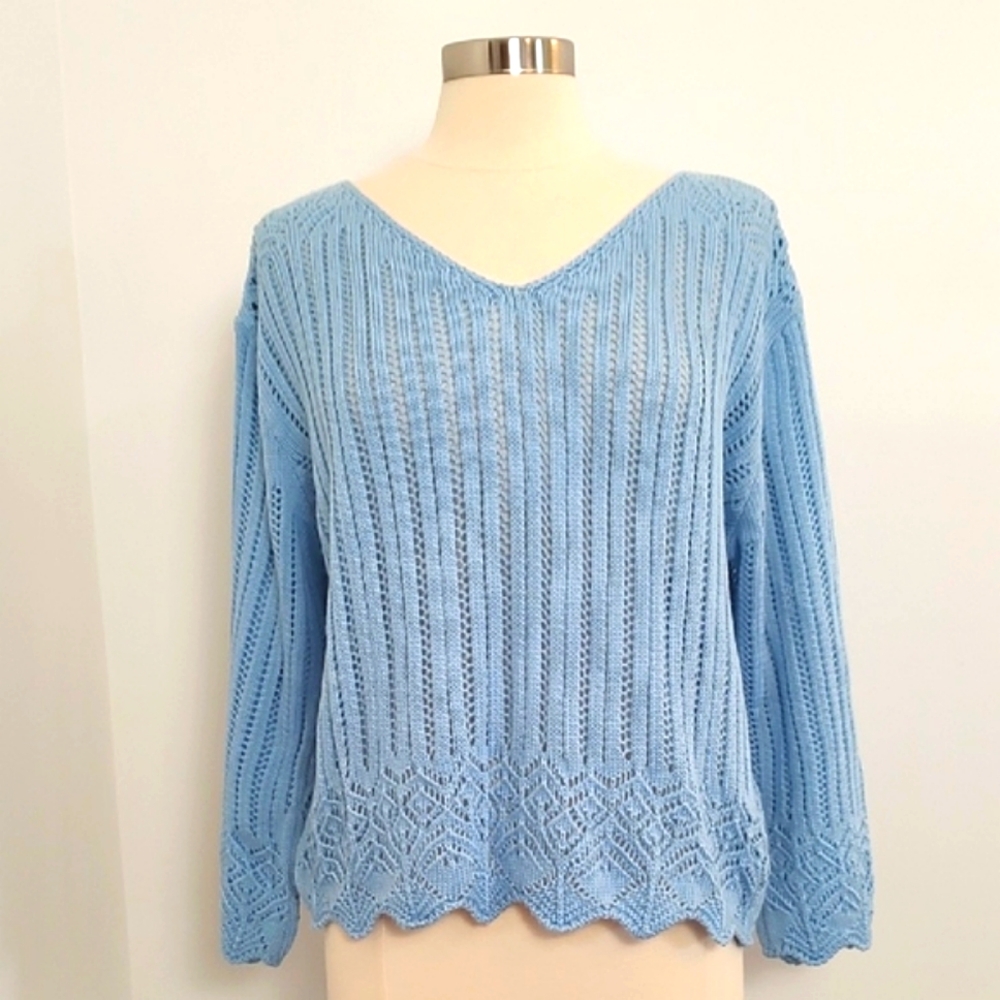 AQE Fashion (NWT) Light Blue V-Neck Women's Sweater/ Size XXL